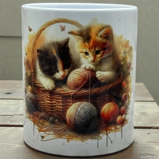 Hrnek - koťata s klubíčky